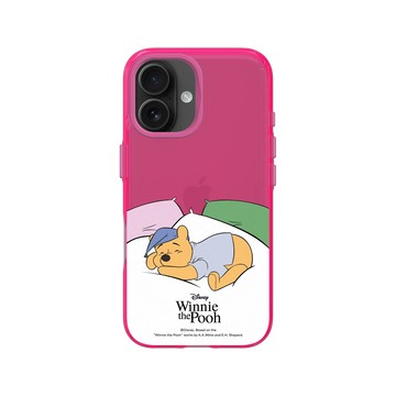 iPhone 16 Clear 粉漾桃 - 迪士尼-小熊維尼 Disney Winnie The Pooh - 枕頭上的維尼