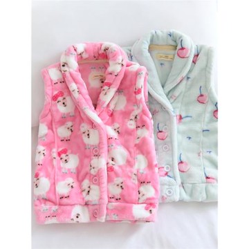 兒童開衫馬甲秋冬季法蘭絨保暖寶寶背心睡衣童裝女童上衣家居服