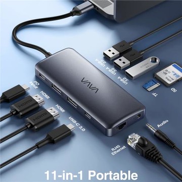 VAVA11合1筆記本擴拓展塢typec多功能4K60HZ適用蘋果HDMI千兆網卡