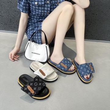 厚底老花拖鞋女2025年夏季新款韓版時尚百搭休閑運動魔術貼外穿拖