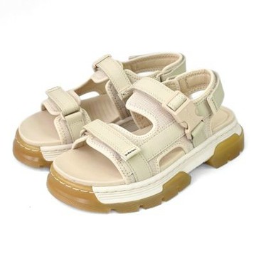 Dr.Martens 馬汀 FORSTER II 側邊T字寬織帶厚底運動涼鞋 米白 可調式扣環魔鬼氈夏季馬丁休閒鞋 42857200