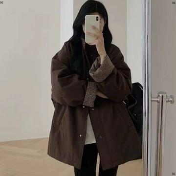 韓系輕薄加棉棉服秋冬季爆款立領休閒寬鬆加厚保暖風衣
