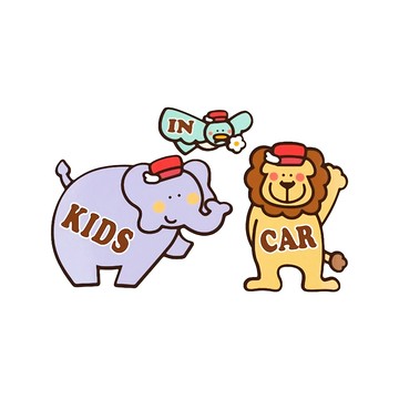 Kikka 日製車用造型磁鐵組一組3枚  K紫象 + 青鳥 + 獅子  1組