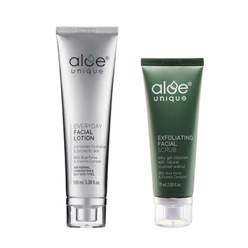 優尼客 臉部日常保濕乳100ml + 去角質面部磨砂 75ml 2件組