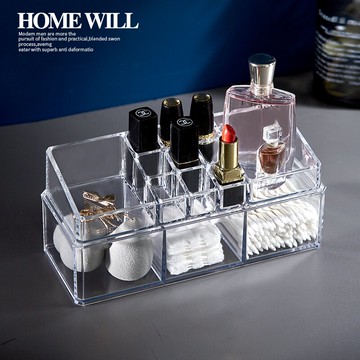 化妝品口紅盒收納盒桌面梳妝臺家用透明亞克力化妝棉簽盒組合套裝