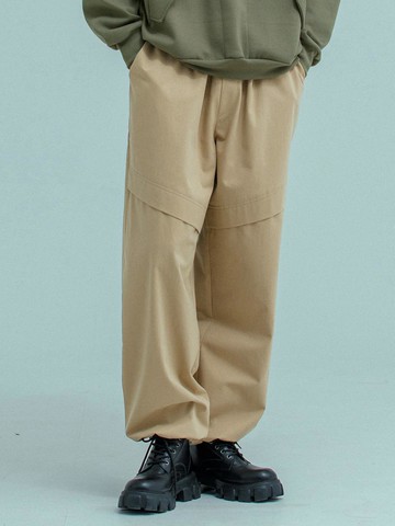 LINED COTTON BANDING PANTS beige