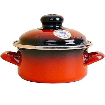 ELO 電磁爐適用 低身紅色琺瑯雙耳鍋 18cm  紅色  1個