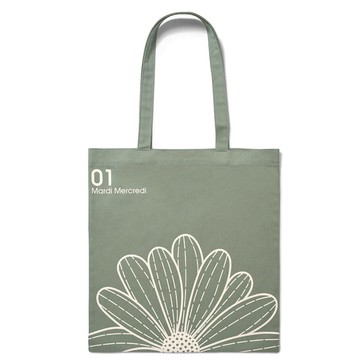 韓國 Mardi Mercredi CANVAS BAG FLOWER 雛菊印花帆布包 綠色白色GREEN WHITE