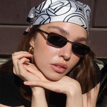 2025新款歐美時尚個性金屬小框長方形遮陽墨鏡女老錢風太陽眼鏡男