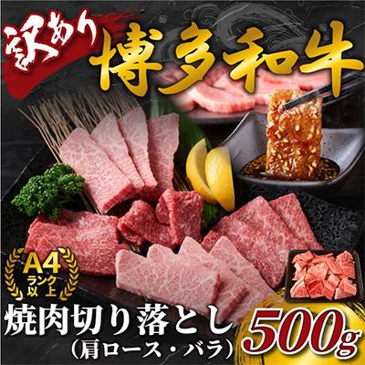 ふるさと納税 朝倉市 訳あり博多和牛焼肉切り落とし(肩ロース・バラ)　500g(朝倉市)全3回