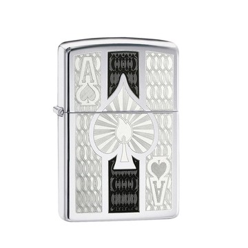 ├登山樂┤美國 Zippo Intricate Spade Design 防風打火機 深雕葵扇A-鏡面鍍鉻 # 24196