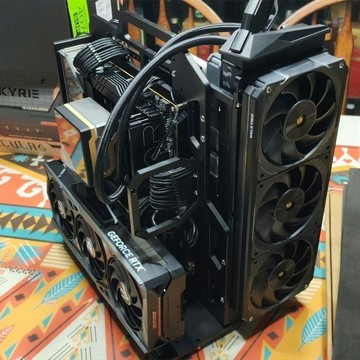 開放式機箱 開放式機殼 速顏開放式機箱360水冷夾漢堡螺絲適配25MM風扇