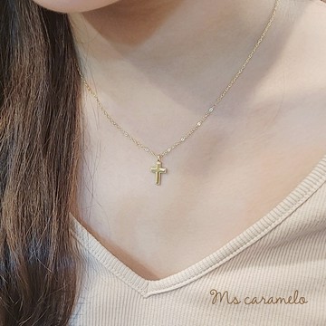 [現貨商品]【焦糖小姐 Ms caramelo】925純銀鍍K黃 十字架項