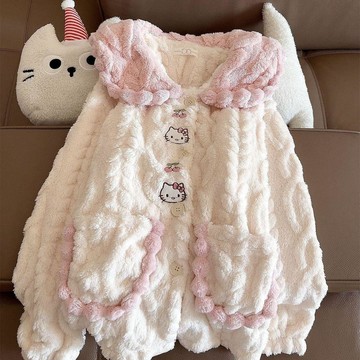 【台灣出貨】秋冬睡衣 少女睡衣 加厚保暖睡衣 睡衣套裝 居家服兩件套 開衫睡衣 長袖睡衣 可愛甜美風睡衣 可外穿睡衣
