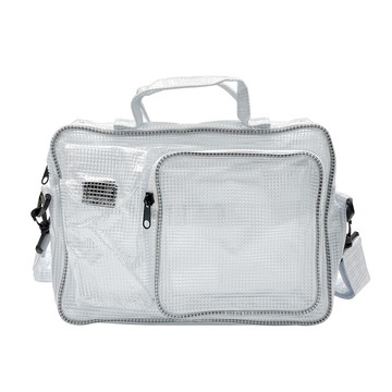 【大船回港】白色網格韓版無塵手提側背包(背帶可拆) 0565