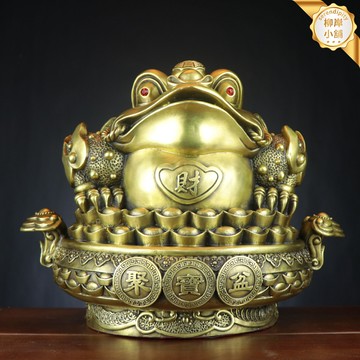 【招財納福】銅金蟾 聚寶盆 工藝品 家居擺件 創意禮品 銅製貔貅 開光鎮宅 辦公室客廳玄關 商務喬遷送禮