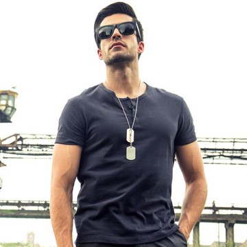 亨利衫痞帥風 AK竹節棉華夫格t恤重磅無領polo衫亨利領短袖