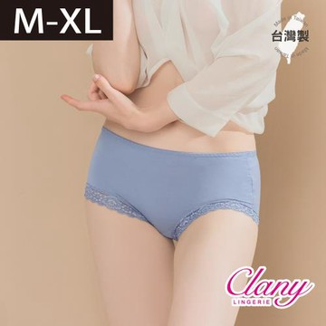 【台灣製】絲蛋白蕾絲內褲 M-XL中腰彈力｜親膚低敏感 環保染劑｜2171-52 灰藍色【可蘭霓Clany】