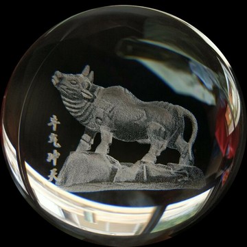 十二生肖水晶球擺件牛氣沖天招財風水生肖牛工藝禮品家居裝飾擺件