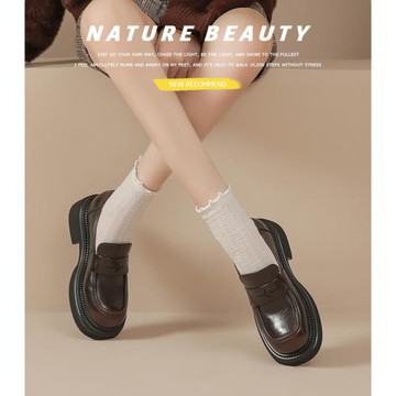 真皮厚底樂福鞋女2025新款春秋百搭法式復古黑色赫本英倫風小皮鞋