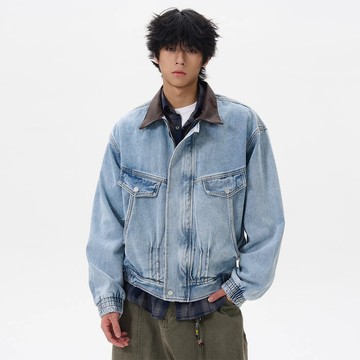 【癮品流行-YP】外套 牛仔外套 丹寧牛仔長袖 美式復古 牛仔純色 棒球服 夾克 男女休閒外套 百搭 防風外套 素色外套