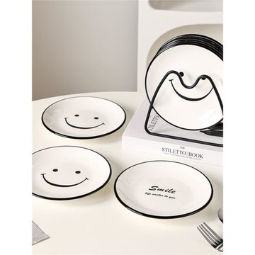 微笑骨碟陶瓷吐骨碟家用餐桌垃圾盤碟餐盤蛋糕盤子裝骨頭小吃碟子
