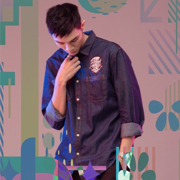 【限時出清6折】】好好玩系列軍徽牛仔襯衫-深藍