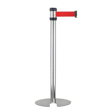 PSA萬向U型收納伸縮帶欄柱/RS-A2DU/紅帶200cm/銀/經濟型/2座/箱