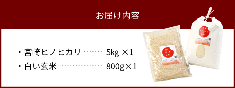 宮崎ヒノヒカリ 延岡産 白米と白い玄米セット 合計5.8kg　N0149-A148