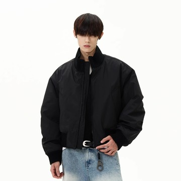美式高街小眾設計廓形飛行員夾克 秋冬季潮牌潮流加厚vibe風短款外套 簡約百搭寬鬆休閒夾克外套