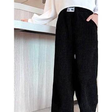 春秋款中大兒童親子闊腿褲冬童裝女童褲子季加絨雪尼爾休閑長褲潮