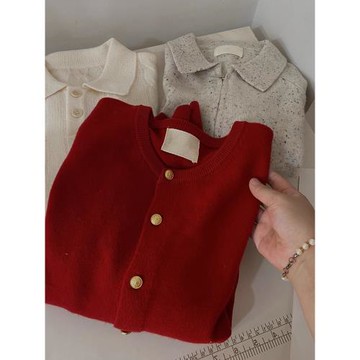 休閑簡約韓系秋款毛衣金扣開衫外套女新款長袖羊毛針織衫氣質上衣