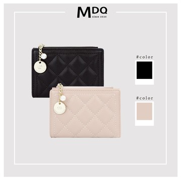 MDQ 方格女短夾 二折短夾 壓扣短夾 女錢包 女夾 女皮夾 91N038