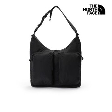 【The North Face 官方旗艦】北面男女款黑色DWR防潑水雙口袋休閒單肩包｜8JCBJK3 斜背包