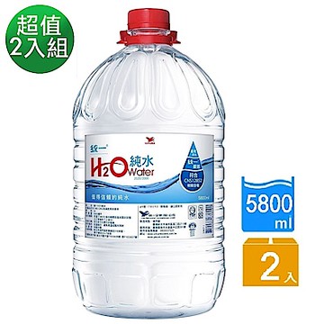 H2O Water純水(5800mlx2入)_1+1組合(共2箱4入)