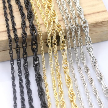 懶貓DIY💖 特色扁芯麻花雙十字壓花紋啞黑鐵鍊條 DIY手作金屬鍊子配飾包掛鍊