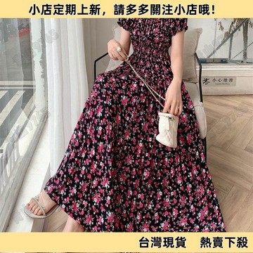 【限時特賣】夏季新款棉綢連衣裙女民族風大擺裙波西米亞碎花裙高腰顯瘦沙灘裙W8LB
