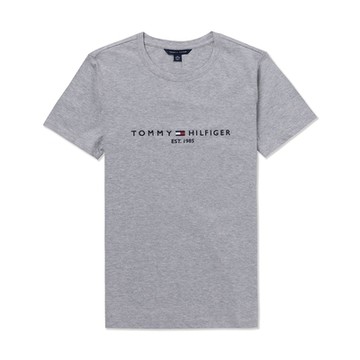 TOMMY 熱銷刺繡1985文字Logo圖案短袖T恤(女)-灰色