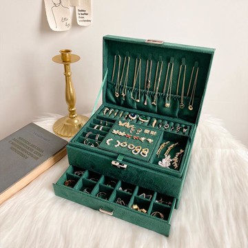 多層抽屜大容量歐式高檔奢華首飾盒耳釘耳環戒指飾品收納盒展示架 雙11全館免運