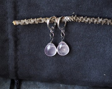 薔薇石英垂墜耳環，925 純銀，天秤座寶石，情人節禮物