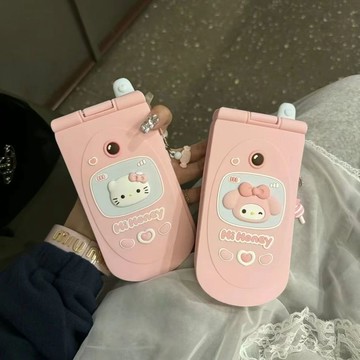 台灣出貨📱翻蓋鏡子手機殼 日韓風大哥大美樂蒂KT貓翻蓋化妝鏡iphone15手機殼14Pro小衆13卡通12p女化妝鏡套
