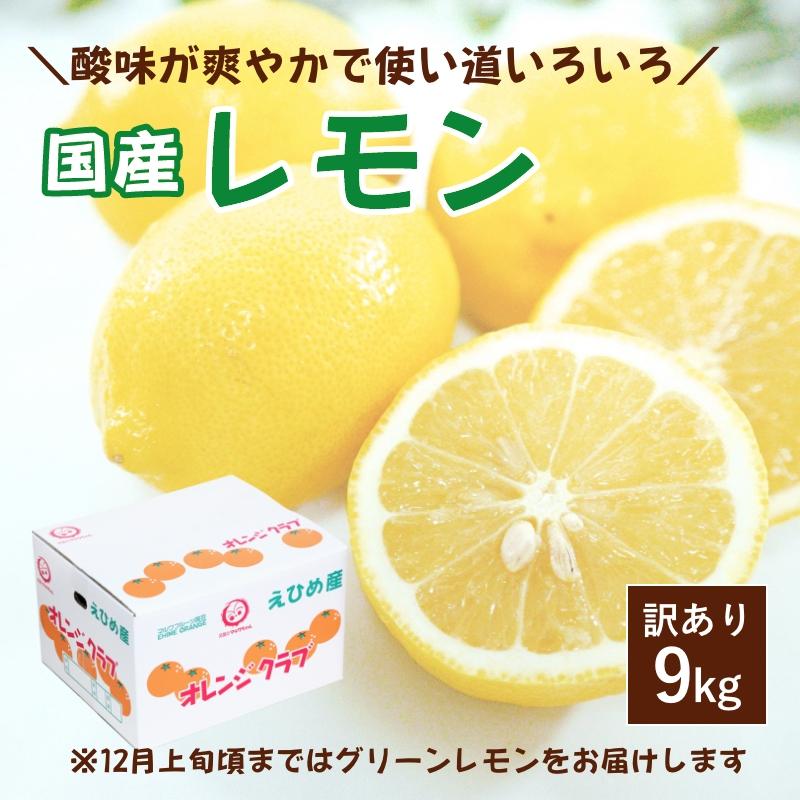 レモン 訳あり 9kg 国産 愛媛産 送料無料 産地直送 柑橘 フルーツ 果物 防腐剤 防カビ剤 不使用 ノンワックス