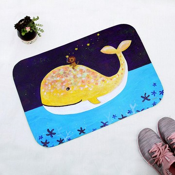 地墊-大頭獅夢想的星星和鯨魚
