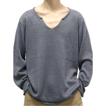 2026秋冬薄款純色V領針織衫大碼長袖套頭打底衫毛衣Men knitwear