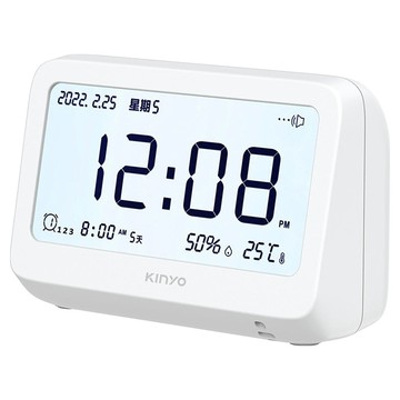 Kinyo 迷你萬年曆LCD電子鐘  白色