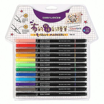 SIMBALION 雄獅 雙頭彩繪筆 布料 TM-12  12色  1組