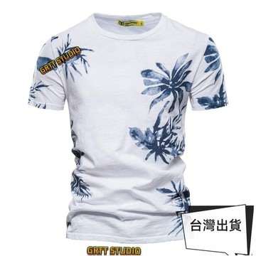 優選 2022 夏季涼爽新款男士夏威夷葉風格 3D 打印圖案街頭時尚透氣速乾男上衣短袖
