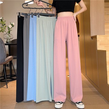 黑色褲子女闊腿褲高腰垂感直筒顯瘦寬松年夏季新款運動休閑褲