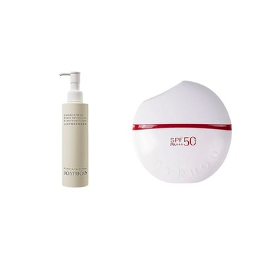 【JOYRUQO 嬌潤泉】山茶籽植萃淨澈潔顏蜜120ml／羽感水漾防曬乳液40g｜DS022572