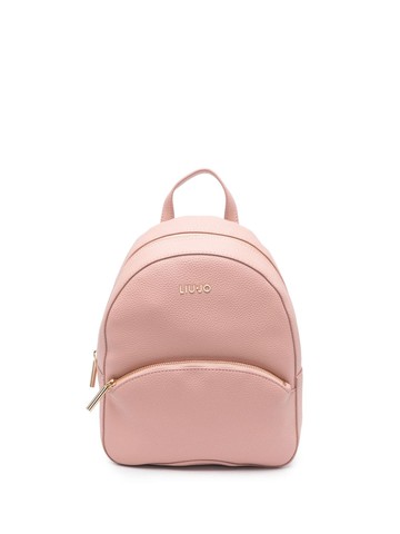 LIU JO - logo-lettering grained backpack - women - Polyester/Polyester/Polyurethane Resin - One Size - Pink